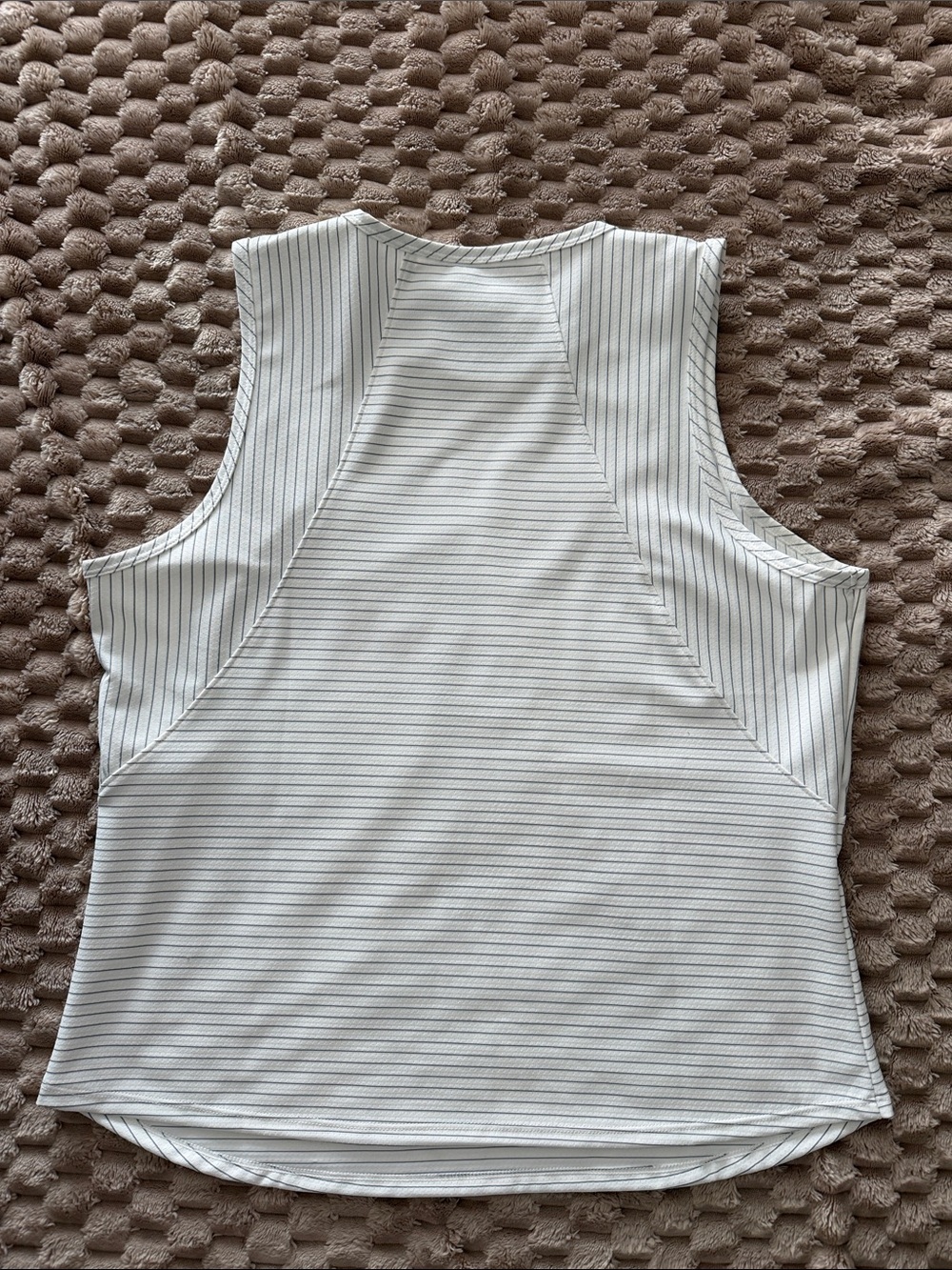 Striped White Performance Tank Top for Women - Picture 2 of 6